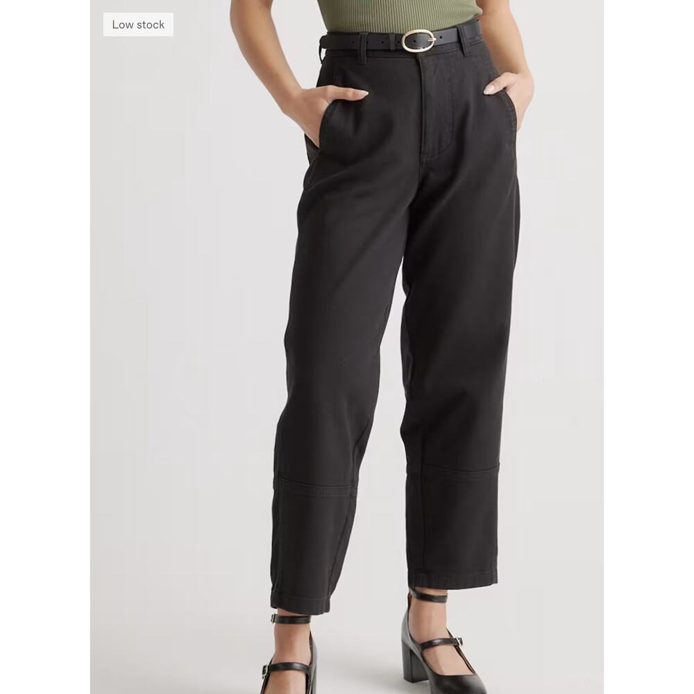 $60 Quince Black Organic Stretch Cotton Twill Barrel Jeans 6 / S NWOT